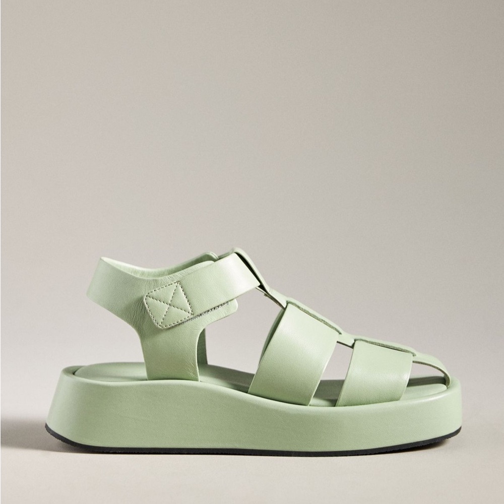 Pilcro Platform Fisherman Leather Green Women's Sandals - Picture 2 of 9